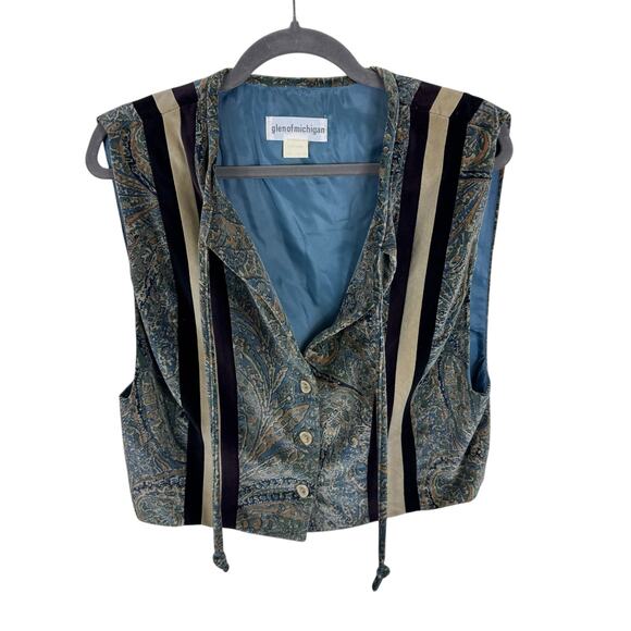 Glen Of Michigan Vintage 100% Cotton Velvet Blouse Skirt Set Made In USA Sz 14 - Picture 2 of 14